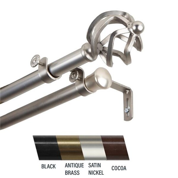 Central Design Central Design 4742-485 Giro 0.81 in. Double Curtain Rod; 48-84 in. - Satin Nickel 4742-485 - main